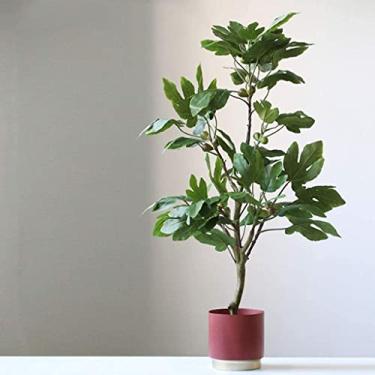 Imagem de SLGGPJBU Plantas falsas, planta artificial, 1,2 m, figueiras artificiais, árvore de seda artificial para ambientes externos e externos, planta falsa em vaso para decoração de jardim e escritório em
