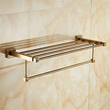 Imagem de 3FLQOOPP Toalheiro de banho quadrado de alumínio montado na parede de latão antigo suporte de toalha de banheiro ativo prateleira de toalha dupla acessórios de banheiro (B 40 cm)