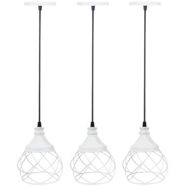 Imagem de 3 Pendentes Aramado Esfera Balonê Lustre Luminária Teto Regulável Sala