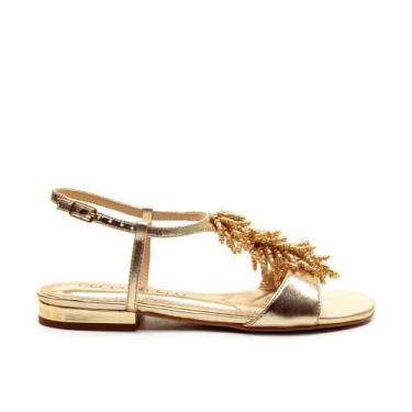 Imagem de Rasteira Couro Ouro Light Cecconello 2751004-2, Ouro light, 37