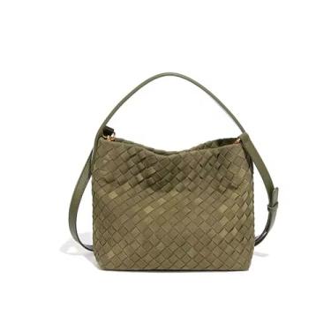 Imagem de CHIC DIVINNA Bolsa de ombro feminina Hobo, bolsa transversal pequena de camurça sintética, bolsa de alça superior com alça longa removível, Verde oliva