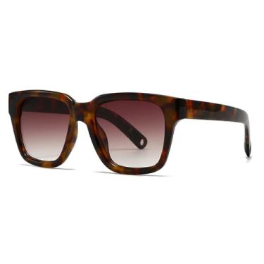 Imagem de Óculos de Sol UV400 - Tamanho Grande com Estampa Degradê de Leopardo Punk para Homens e Mulheres, Ideais para Esportes ao Ar Livre, Corrida e Ciclismo, C2 Leopard Tea