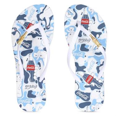 Imagem de Chinelo Coca Cola Bear Camo Feminino Branco e Azul