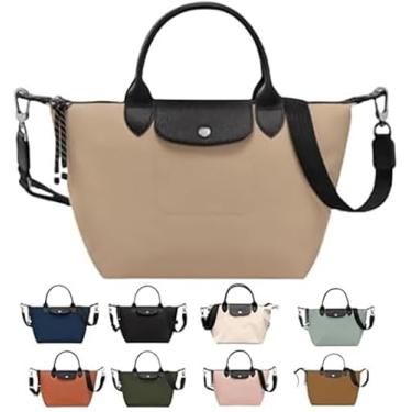 Imagem de Bolsa de mão feminina, bolsa transversal de nylon impermeável com alça longa, bolsa de ombro multifuncional bolsa de ombro durável (argila, média)