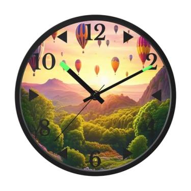 Imagem de STAYTOP Relógio de parede LED com balão de ar quente para quarto com brilho noturno, relógios de parede silenciosos de 30 cm para decoração de sala de estar, controle de som, relógio de parede moderno