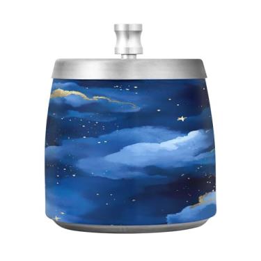 Imagem de STAYTOP Cinzeiro de nuvens escuras com tampa, aço inoxidável à prova de vento, sem fumaça, cinzeiro de cigarro grande para decoração de escritório em casa