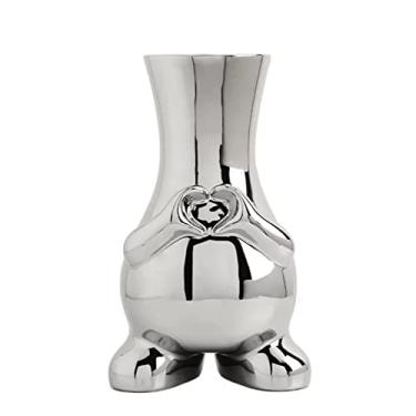 Imagem de Vasos de cerâmica modernos decoração sala de estar mesa flores hidropônicas simulação flores arranjos de flores secas decoração de casa centros de mesa (prata, B)