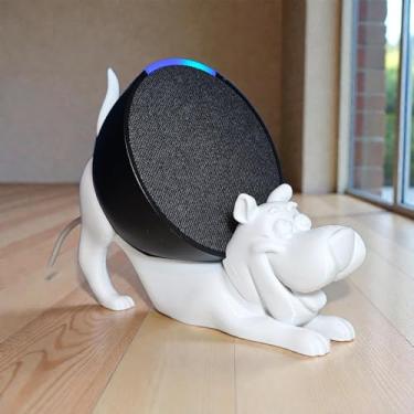 Imagem de Suporte Alexa Echo POP CACHORRO COM PREGUIÇA. Presente, decoração, som, stand de mesa Amazon, música, hobbie