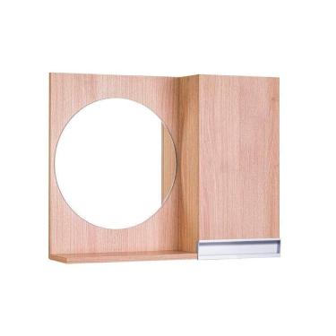 Imagem de Espelho Redondo P/ Banheiro C/ Armário Carvalho