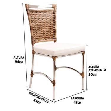 Imagem de Cadeira De Jantar Em Alumínio Assento Impermeável Cappuccino