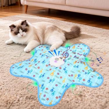 Imagem de Brinquedo de gato recarregável para uso interno, brinquedo interativo de esconde-esconde, brinquedo automático de gato para enriquecimento de gatos com penas em movimento ativado por toque para gatos