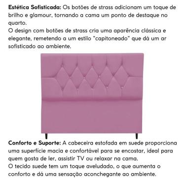 Imagem de Cabeceira Solteiro Cama Box Estofada 90 Cm Suede Eva rosa