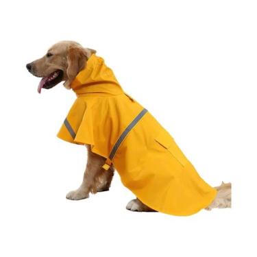 Imagem de Capa De Chuva Refletiva Com Capuz Para Cães: Roupa Para Animais De Est