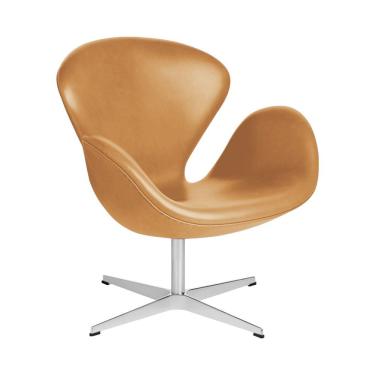 Imagem de Poltrona Swan Couro Sintético Caramelo Base Alumínio Giratória