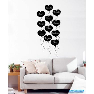 Imagem de Adesivo Decorativo De Corações  Giz  Escreva Motivacional