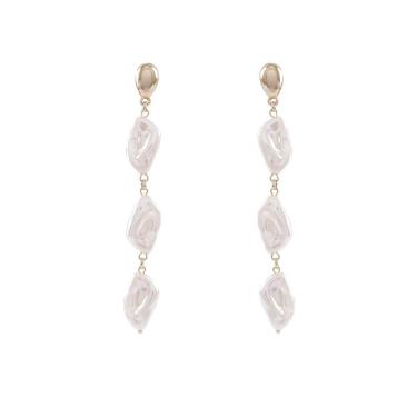 Imagem de Brinco Comprido Armazem Rr Bijoux Pedra Fosca Dourado