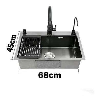 Imagem de Cuba Cascata Moderna Aço Inox Gourmet Premium Torneira Pia Com Torneir