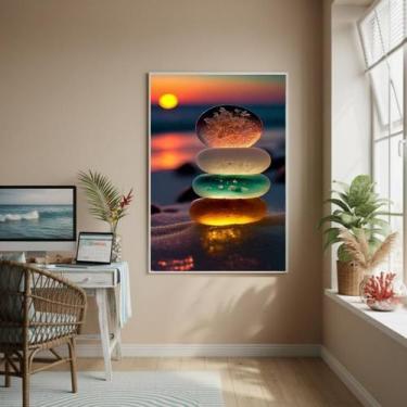 Imagem de Quadro Decorativo Vidros Marinhos E Horizonte-70X50Cm - Quadros On-Lin