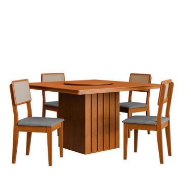 Imagem de Kit Mesa de Jantar Santiago 136 Prato Giratorio e 4 Cadeiras - Loja Do