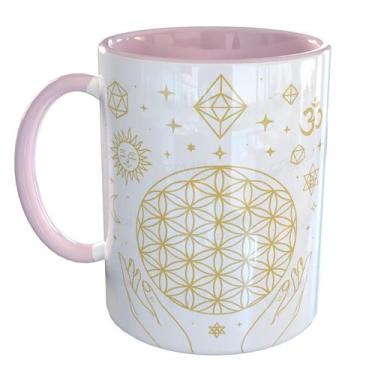 Imagem de Caneca Porcelana Flor da Vida Radiestesia - Pense Canecas, Rosa Claro