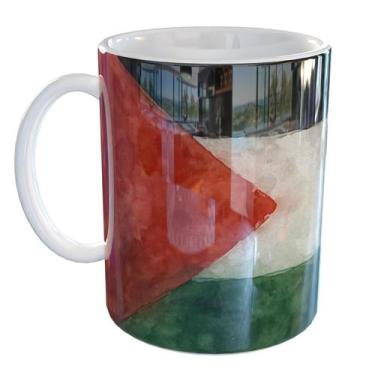 Imagem de Caneca Porcelana Palestina Bandeira - Pense Canecas, Branco