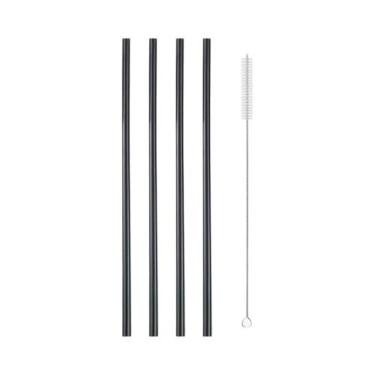 Imagem de Conjunto De Canudos Metálicos Coloridos 5 Peças Rosa Reutilizáveis Arc