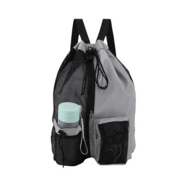 Imagem de Mochila Leve De Malha Com Cordão E Bolso Impermeável Para Praia, Acade