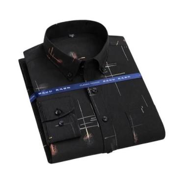 Imagem de Camisa Masculina Slim Fit Estampada De Manga Longa, Não Amassa, Moda O