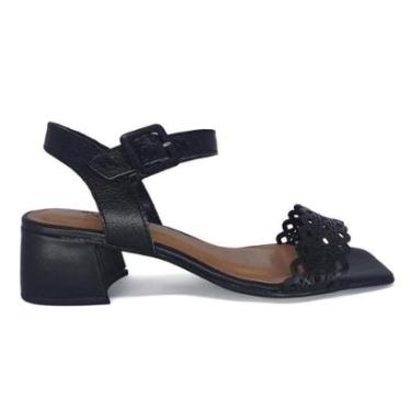 Imagem de Sandália Bottero Salto Grosso Baixo Couro com Fivela 374002-Feminino