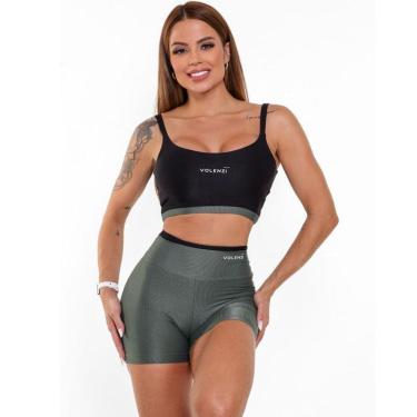 Imagem de Shorts Fitness Duo Canelado Cintura Alta Compressão Conforto Academia-Feminino