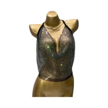 Imagem de Camisola Sexy Feminina Com Strass, Top Corset Sem Costas, Moda Verão 2