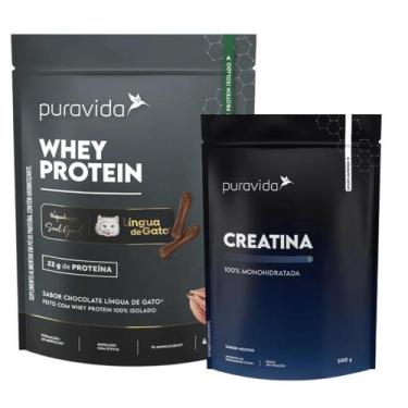 Imagem de kit Whey Protein 100% Isolado Chocolate Língua De Gato Puravida  450g 