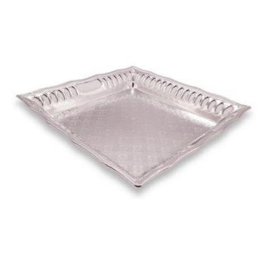 Imagem de Bandeja Decorativa Quadrada Multiuso em Plástico Resistente Metalizada