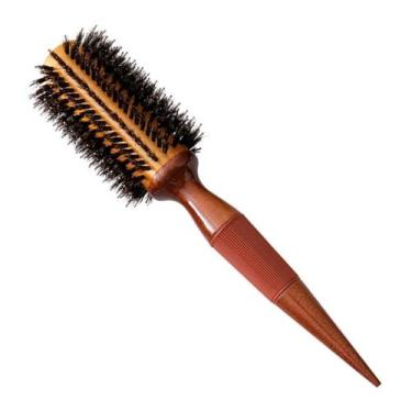 Imagem de escova de cabelo profissional cerâmica com cerdas de javali marrom 34m