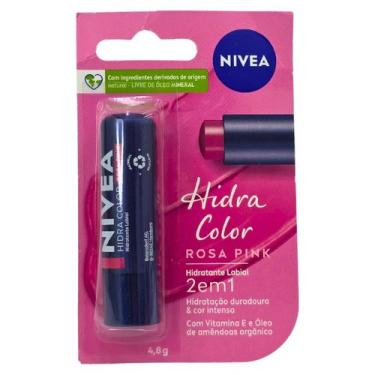 Imagem de Hidratante Labial Nivea Hidra Color Rosa Pink 2 em 1, 4,8g