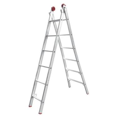 Imagem de Escada dupla extensiva em alumínio 11 degraus capacidade 120kg Worker