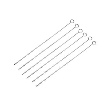 Imagem de Kit Com 6 Espetos Inox 30 Cm Para Churrasco Espetinho Assar Carne Frango - Loja UniversalVendas