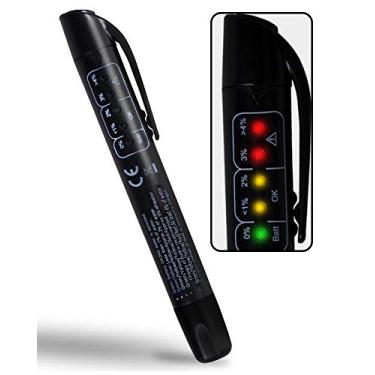 Imagem de eOUTIL Caneta testadora de fluido de freio, analisador de umidade de óleo líquido de fluido hidráulico com 5 indicadores LED, ferramenta de teste de diagnóstico de freio automático para fluido de