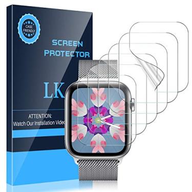 Imagem de LK [Pacote com 6] Protetor de tela para Apple Watch 38 mm Série 3 2 1 e 40 mm Série 4 5 - Cobertura máxima sem bolhas Anti-arranhões iWatch 38 mm / 40 mm Flexível TPU Película transparente