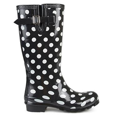 Imagem de Brinley Co. Botas de chuva femininas com estampa de borracha Mizzle, Ponto preto, 6.5