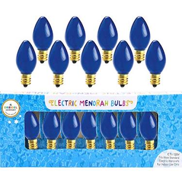 Imagem de The Dreidel Company Lâmpadas Menorah elétricas azuis, caixa 0f 9