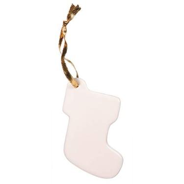 Imagem de Darice Ornamento de porcelana em branco 8,9 cm - formato de meia (pacote com 2)