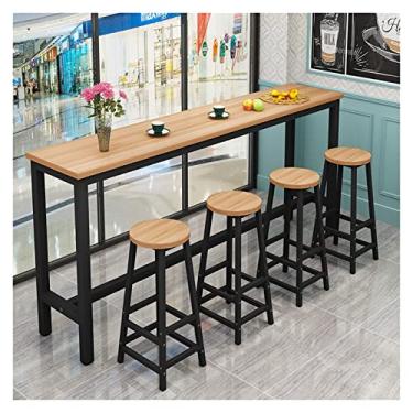 Imagem de KIZQYN Mesa de bar parede mesa de bar mesa alta casa mesa longa sala de estar mesa de bar e cadeira combinação mesa de chá com leite, cadeiras não incluídas conjunto de mesa de pub (tamanho: 160 * 40 * 100)