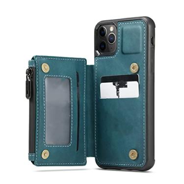 Imagem de Para iphone 14 13 12 11 Pro XS Max XR 7 8 Plus Couro Flip Phone Case Zipper Credit Card Wallet Cover, Blue, for iPhone x xs