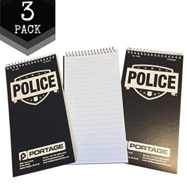 Imagem de Portage Caderno de polícia de segurança pública – Caderno espiral superior encadernado, bloco de escrita para entrevistas, relatórios de acidentes e incidentes, livro de notas de campo para polícia – 10 x 20 cm, 70 folhas, pacote com 3