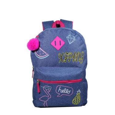 Mochila jeans feminino flamingo 2024 seanite