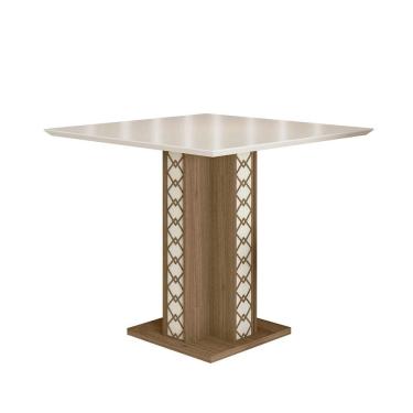 Imagem de Mesa de Jantar Ísis c/ Vidro 90x90 Carvalho Off White Poliman