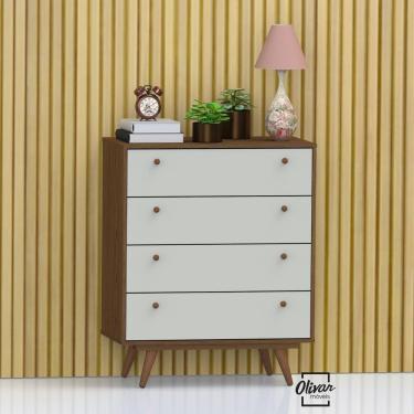 Imagem de Cômoda Retrô 35 Conhaque / Off White - Olivar Móveis - Cor: Marrom