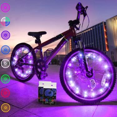 Imagem de TINANA Pacote com 2 luzes de LED para roda de bicicleta ultra brilhantes à prova d'água, luzes de raio de bicicleta, decoração de ciclismo, faixa de segurança para crianças e adultos