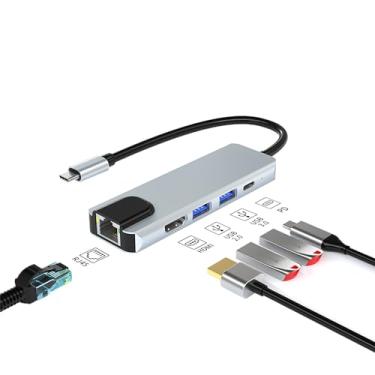 Imagem de Hub Adaptador Hi-Prime USB-C 5 em 1 - HDMI + REDE + USB + PD Macbook e Windows